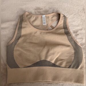 Tan and Black Women's Sports Bra